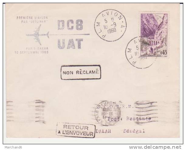 PLM AVION DC8 UAT PARIS DAKAR - 1960-.... Lettres & Documents