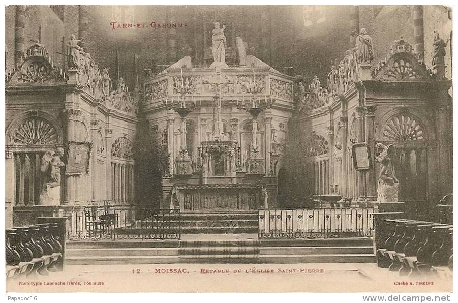 82 - Moissac - Retable De L´Eglise Saint Pierre - LF 12 (précurseur - Non Circulée) - Moissac