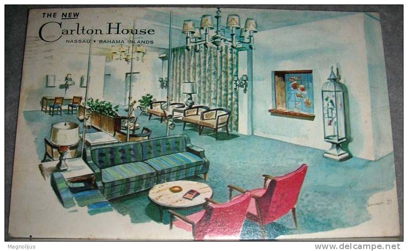 Bahama Islands,Nassau,Hotel,Restaurant,"Carlton House",postcard - Bahamas