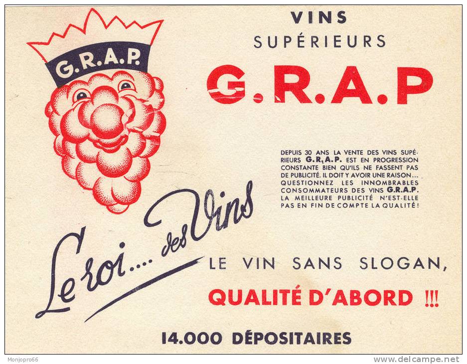 Buvard – Vins Supérieurs G.R.A.P Le Roi….. Des Vins - V