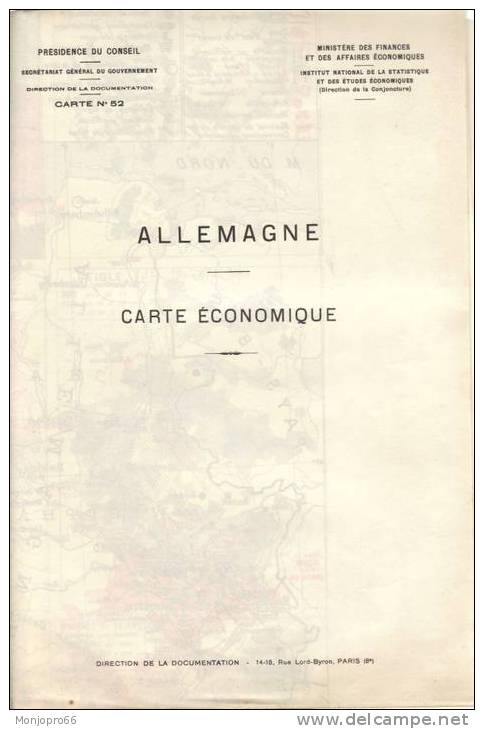 Carte économique D’Allemagne De 1951 - Autres & Non Classés