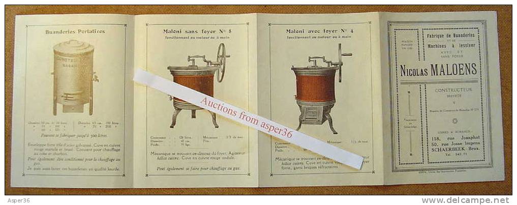 Vieille Brochure "Fabrique Machines à Lessiver, Nicolas Maloens, Schaarbeek" - Verzamelingen