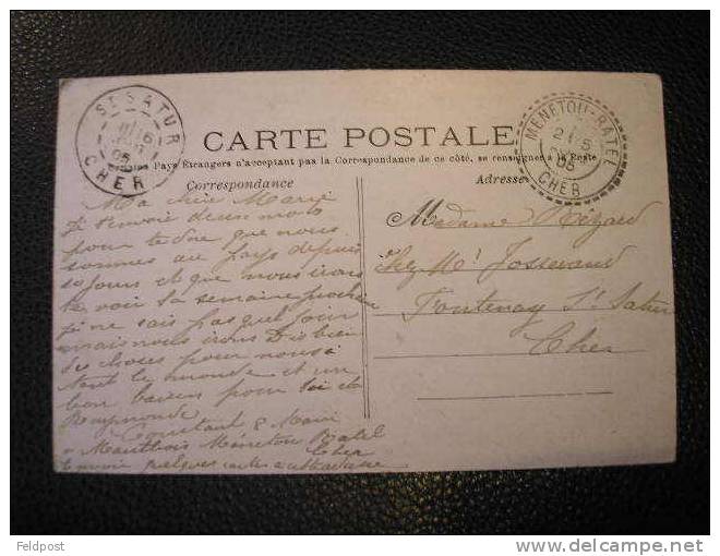 CACHET PERLE MENETOU RATEL CHER 1905 SUR CP DE SANCERRE - 1903-60 Sower - Ligned