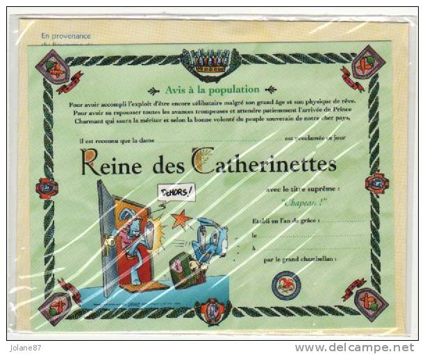 CARTE AVEC ENVELOPPE   DIPLOME A DECERNER : REINE DES CATHERINETTES - Autres & Non Classés