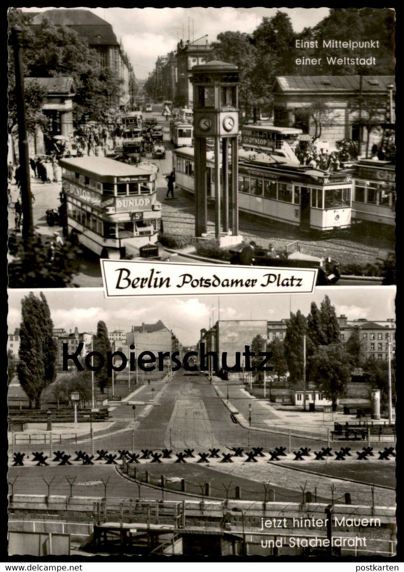 ÄLTERE POSTKARTE BERLIN POTSDAMER PLATZ EINST MITTELPUNKT JETZT STACHELDRAHT BERLINER MAUER The Wall Le Mur Postcard Cpa - Mur De Berlin