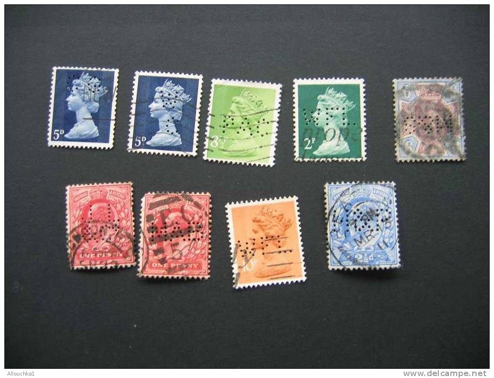 PERFORéS / PERFINS / PERFORATIS/ PERFURADOS  GRANDE BRETAGNE  ROYAUME UNI 9 TIMBRES /STAMPS - Gezähnt (perforiert)