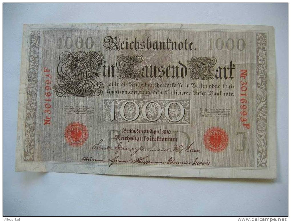 BILLET DE BANQUE ALLEMAGNE REICHSBANKNOTE BERLIN 1910  /   1000 MARK  ETAT BON - 1.000 Mark