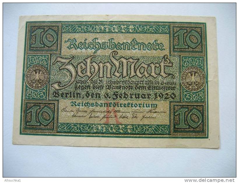 BILLET DE BANQUE ALLEMAGNE REICHSBANKNOTE BERLIN 1923  /  ZEHNMART  10 MARK  ETAT BON - 10 Mark