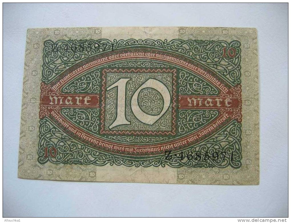 BILLET DE BANQUE ALLEMAGNE REICHSBANKNOTE BERLIN 1923  /  ZEHNMART  10 MARK  ETAT BON - 10 Mark