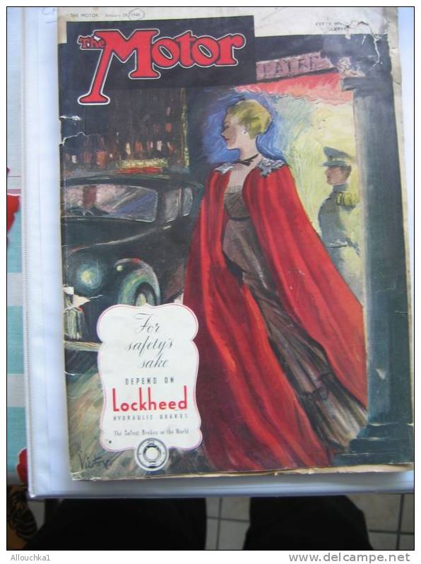 AUTOMOBILE THE MOTOR JANUARY 28, 1948 FOR SAFETY SAKE DEPEND ON LOOKHEED HYDRAULIC BRAKES THE SAFEST BRAKES IN THE WORLD - Verkehr