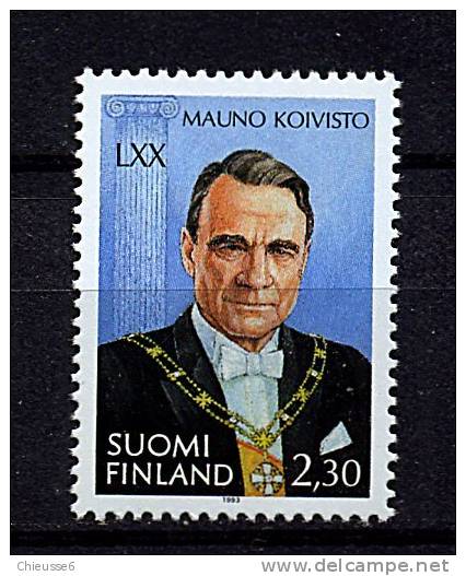 Finlande** N° 1201 - 70e Ann. Du Pt Mauno Koivisto - Nuevos