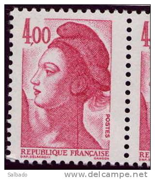 Variété Connue Du Liberté N° 2244 4 F Rouge. (TRES GRANDE GRIFFE) - Ongebruikt