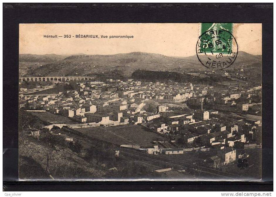 34 BEDARIEUX Vue Générale, Panoramique, Pont Viaduc, Ed MTIL 352, Hérault, 1908 - Bedarieux