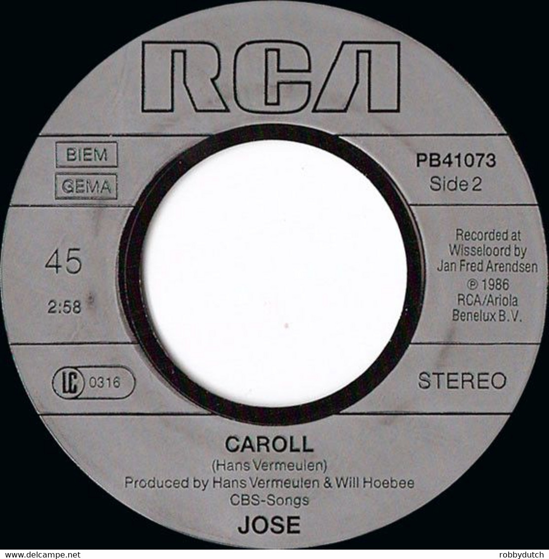 * 7" * JOSÉ (ex Luv') - ALL AROUND MY HAT (Holland 1986 Ex!!!) - Country & Folk