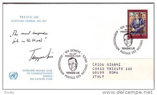 E056 - ONU UNO GENEVE N°151 FDC TRYGVE LIE - FDC