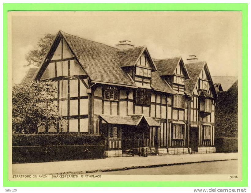 STRATFORD-ON-AVON, ENGLAND - SHAKESPEARE´S BIRTHPLACE - PUB. PHOTOCHROM CO LTD - - Stratford Upon Avon