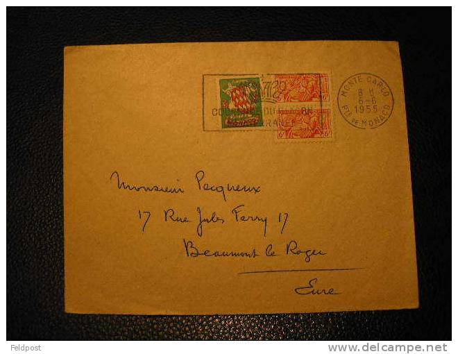 Lettre De Monaco Pour La France 1955 - Marcophilie