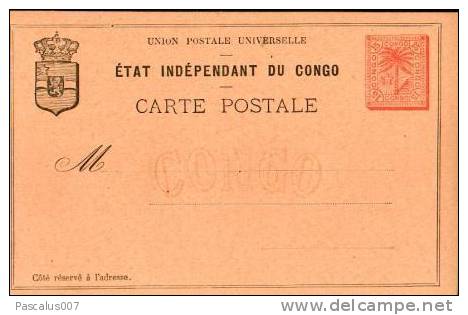 A00009 - Entier Postal - Carte Postale De L'état Indépendant Du Congo - Chiffre Sur Léopold II De 34 à Droite 0,15 C - F - Entiers Postaux