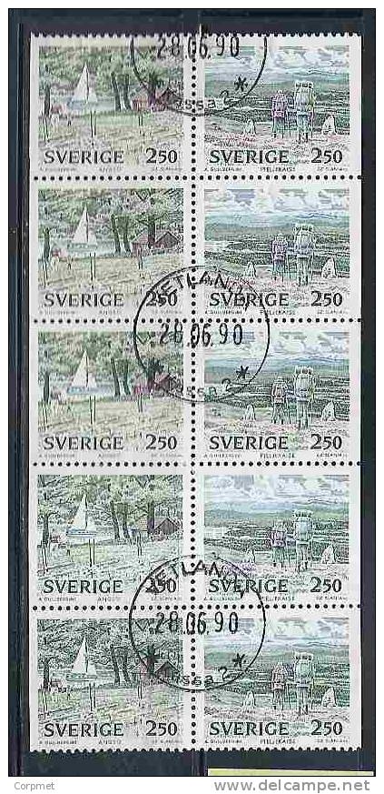 SWEDEN  - SPORTS -  Block Of 10  From The Exploided BOOKLET - Yvert # C 1566 - VF USED - Blocks & Sheetlets