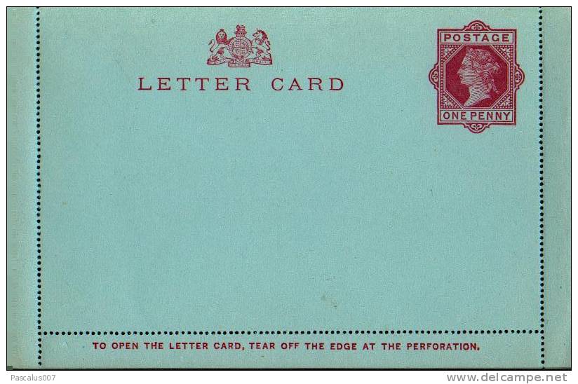 A00009 - Entier Postal - Carte Lettre De Grande Bretagne Neuve - Luftpost & Aerogramme