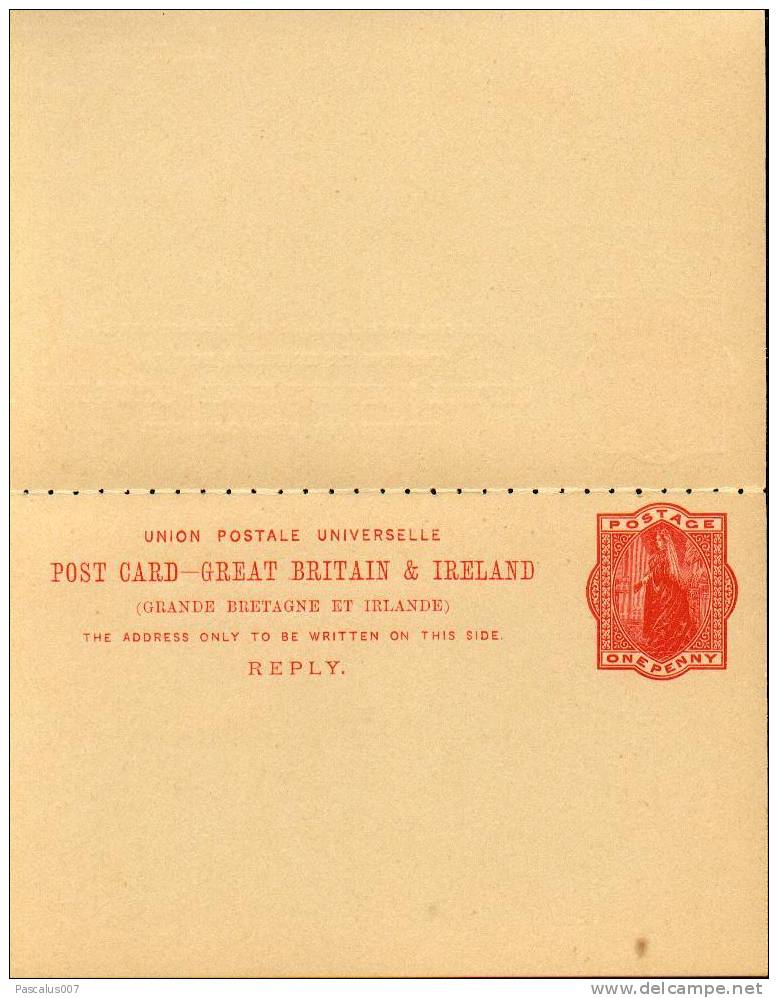 A00009 - Entier Postal - Carte Postale Avec Réponse De Grande Bretagne Et Irelande Neuve - Union Postale Universelle - C - Entiers Postaux