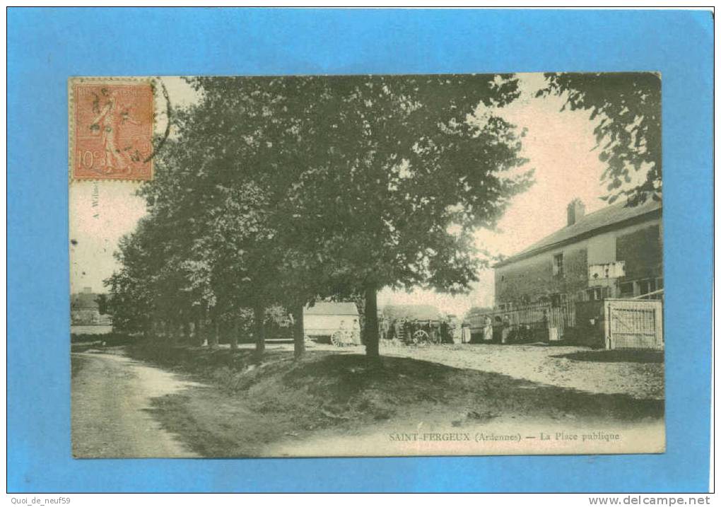 BE 0805 TOP RARE RETHEL SAINT FERGEUX PLACE PUBLIQUE TRES  ANIMEE CHARETTE - Chateau Porcien