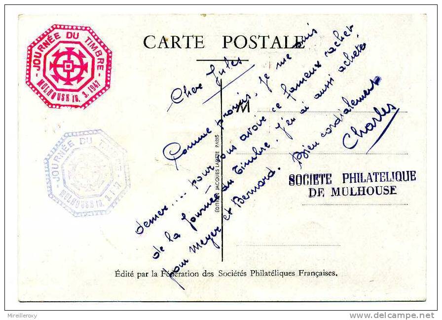 POSTE / FACTEUR  / BRIEFTRAGER /  JOURNEE DU TIMBRE 1947 / MULHOUSE / LOUVOIS - Autres & Non Classés