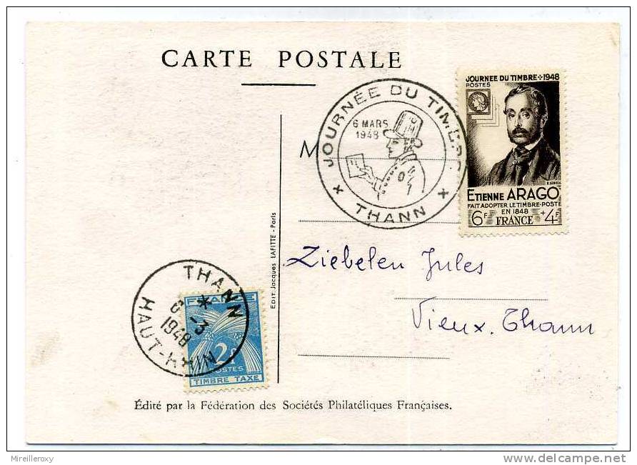 POSTE / FACTEUR  / BRIEFTRAGER /  MESSAGER / JOURNEE DU TIMBRE 1948  THANN  / ARAGO - Andere & Zonder Classificatie