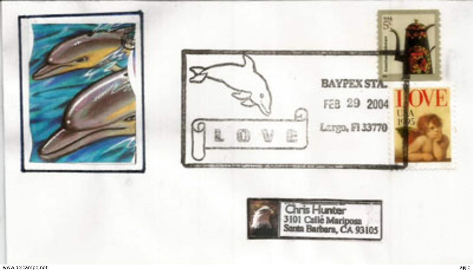 USA_ Dauphin.(Baypex)  Largo. Florida, Enveloppe Souvenir - Delfines