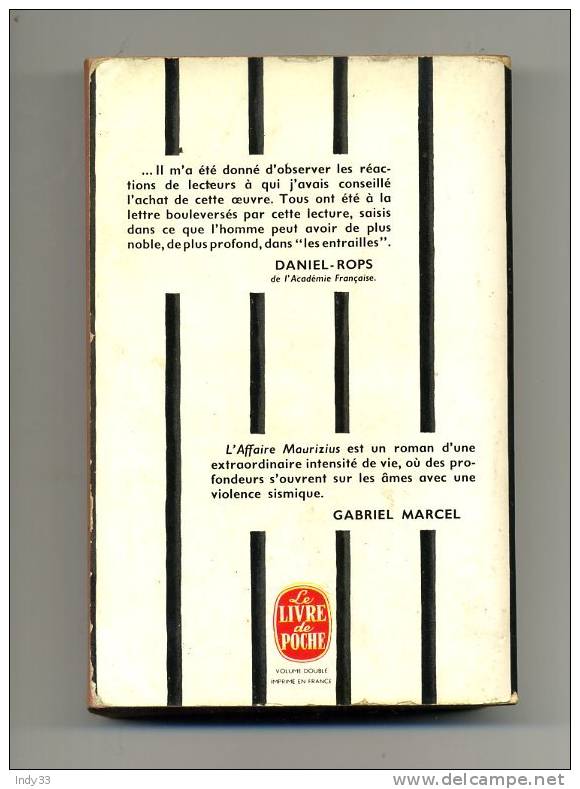 - "L´AFFAIRE MAURITIUS"  PAR J. WASSERMANN . LE LIVRE DE POCHE N°240/241  1963 - Novelas Negras