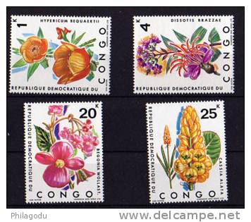 Congo 1971, Fleurs, N° 778 / 781**   Luxe  Cote 35 E - Ongebruikt