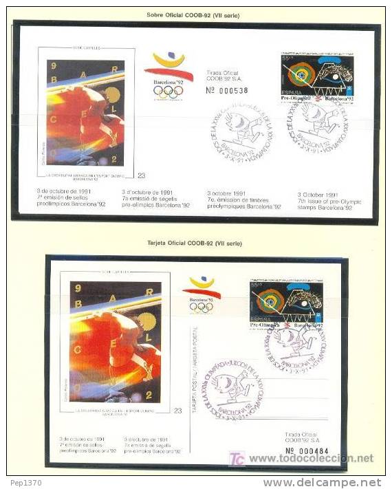 SET OF 3 POSTAL STATIONERY AND 3 POSTCARDS OF OFFICIAL ISSUE OLYMPIC GAMES BARCELONA 92 (7th SET) - Summer 1992: Barcelona