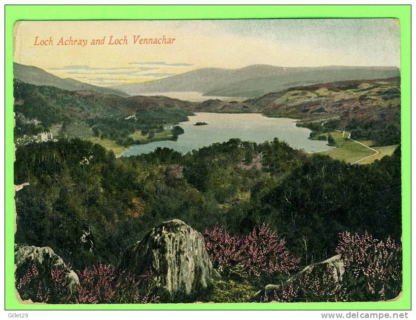 STERLING, UK  - LOCH ACHRAY & LOCH VENNACHAR - TRAVEL IN 1914 - VALENTINES & SONS - - Stirlingshire