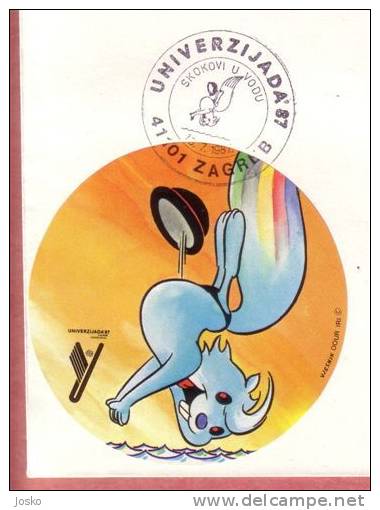 SYNCHRONISED DIVING  - World University Games 1987.( Yugoslavia Rare Cover ) * Plongeon Synchronisé Synchro Sync Plongee - Salto De Trampolin