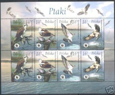 2003 POLAND WWF-BIRDS OF PREY SHEETLET OF 2SETS - Nuevos