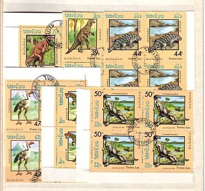 LAO  1988   DINOSAURS Set Of 6 V.-used    X 4 - Preistorici