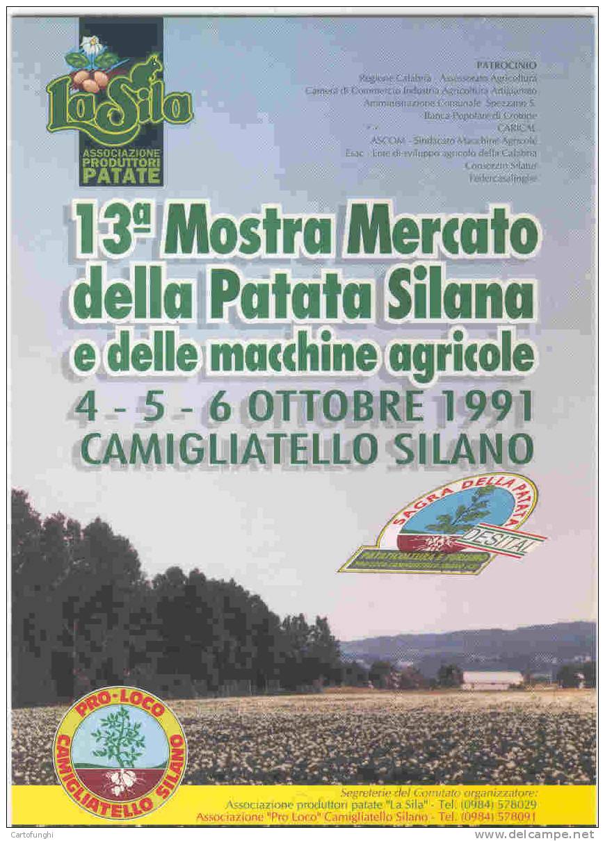 M CARTOLINA MOSTRA MERCATO  PATATA SILANA  1991 CAMIGLIATELLO SILANO COSENZA CALABRIA POMME DE TERRE POTATO KARTOFFEL - Cultures