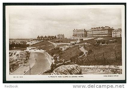 Real Photo Postcard Plymouth Hoe Slopes & Grand Hotel Devon  - Ref A41 - Plymouth