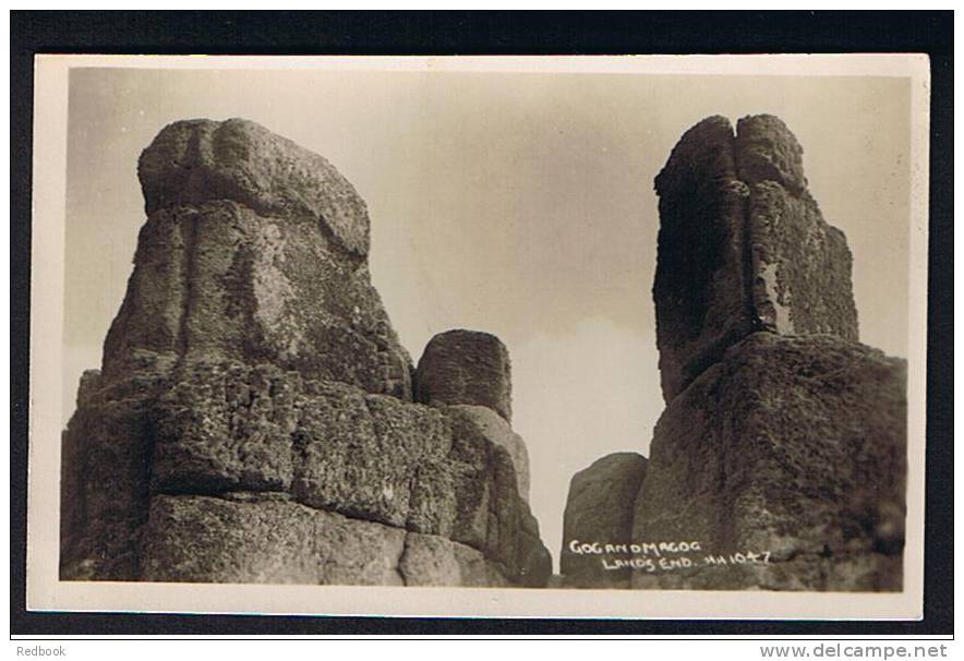 Hawke Helston Real Photo Postcard Gog & Magog Lands End With Triangle Lands End Cachet Cornwall - Ref A46 - Land's End