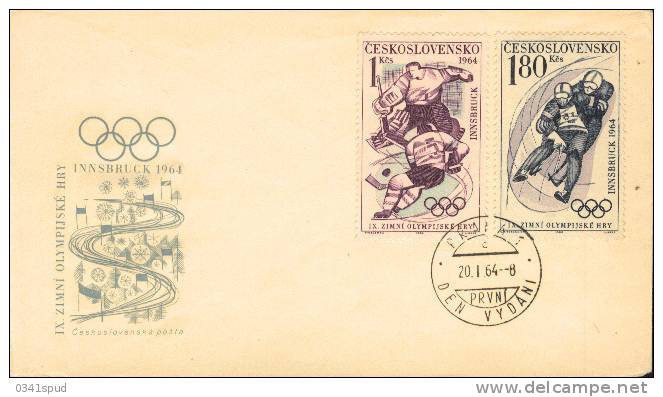 1964 Tchecoslovaquie  FDC  Olympic Games - Hockey (Ijs)