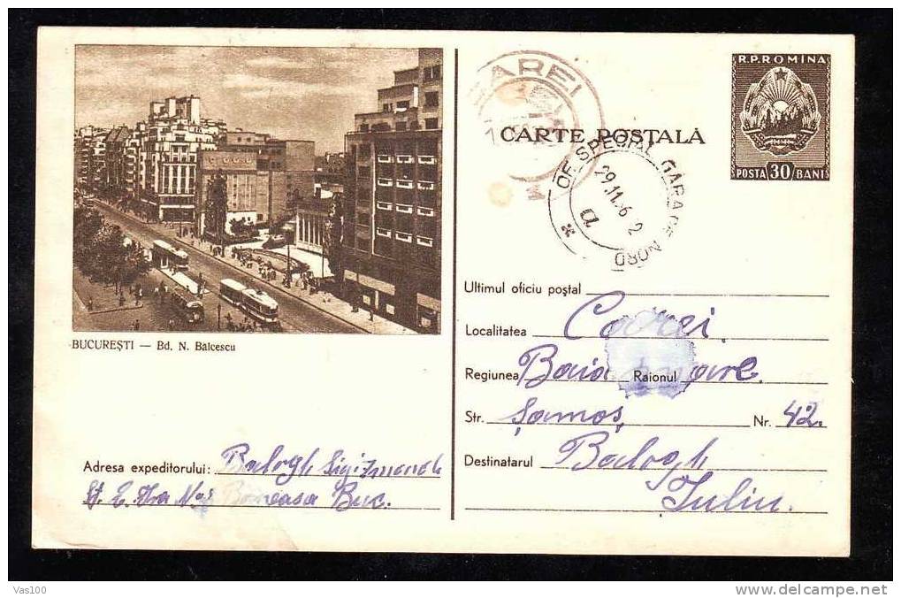 Romania 1956 Postal Stationery Enteire Postal Postcard Tramway. - Tranvie