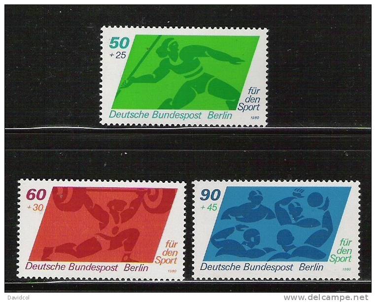 Q357.-.BERLIN-GERMANY.- 1980.- MNH- MICHEL : 621-23 .- SPORTS- SEMIPOSTALS-WATER POLO AND ANOTHERS - Wasserball