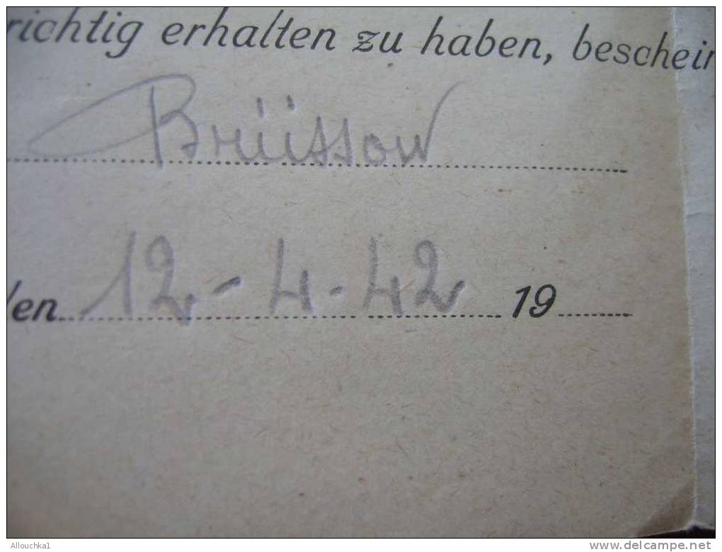 VIEUX PAPIERS QUITTANCE QUITTUNG ALLEMANDE 190 REICH MARKS VERBERSENDUNG SPARGELDERN KDO IV -220 12/04/1942 - Imprenta & Papelería