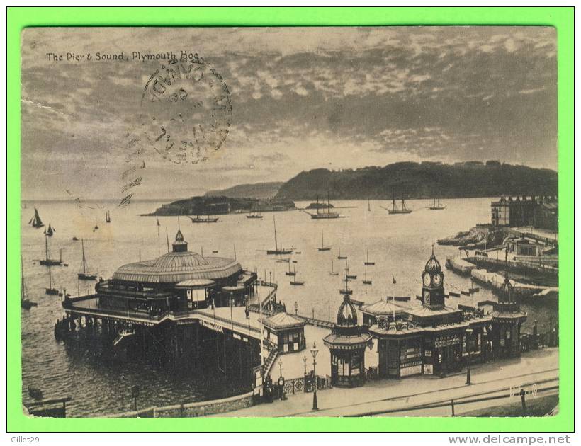 PLYMOUTH, UK  - THE HIE, THE PIER & SOUND - CARD TRAVEL IN 1906 - - Plymouth