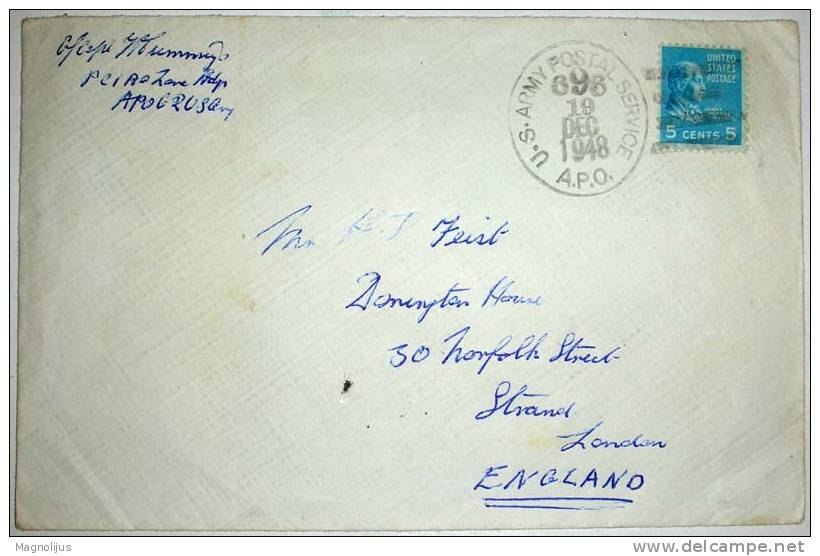 United States,Letter,U.S.Army Postal Service,Stamp,A.P.O.,Cover,Vintage - Lettres & Documents