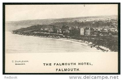 Super Early Advertising Postcard The Falmouth Hotel Falmouth Cornwall Manager C. Duplessy - Ref A48 - Falmouth