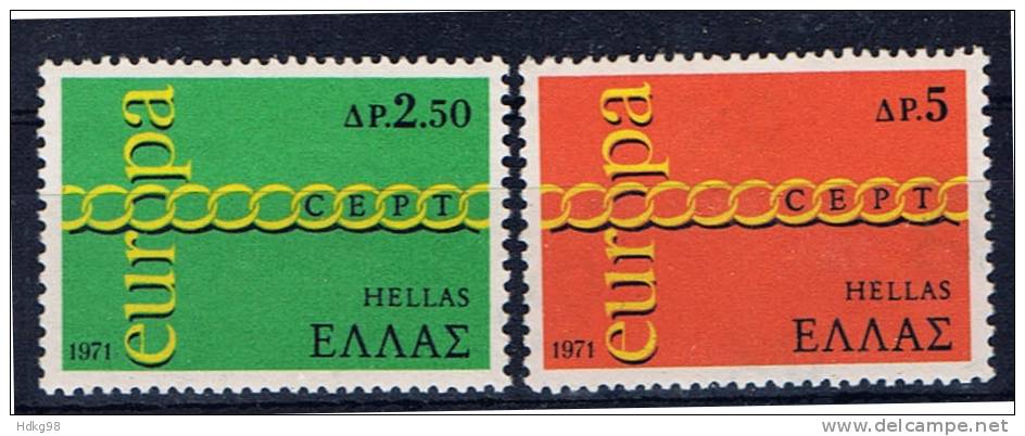 GR+ Griechenland 1971 Mi 1074-75** EUROPA - Nuevos