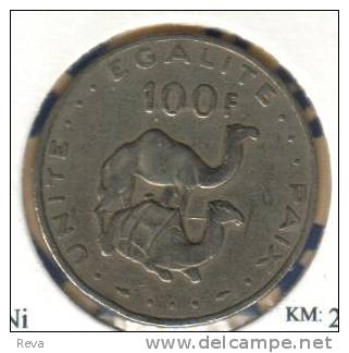 DJIBOUTI  100 FRANCS  CAMEL ANIMAL FRONT  EMBLEM BACK 1991 EF KM26 READ DESCRIPTION CAREFULLY!!! - Gibuti