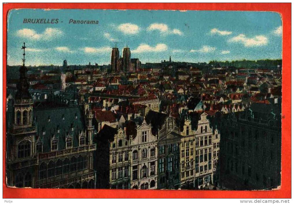 * Brussel - Bruxelles - Brussels * Panorama, Vue Général, Algemeen Zicht, Colour, Kleur, église, Vieux Carte, Old - Mehransichten, Panoramakarten