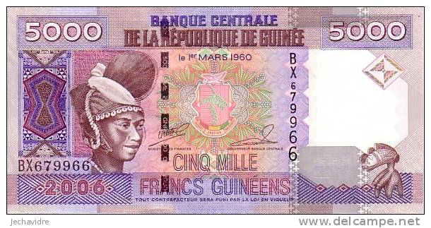 GUINEE   5 000 Francs Guinéens  Emission De 2006    Pick 41     ***** BILLET  NEUF ***** - Guinea